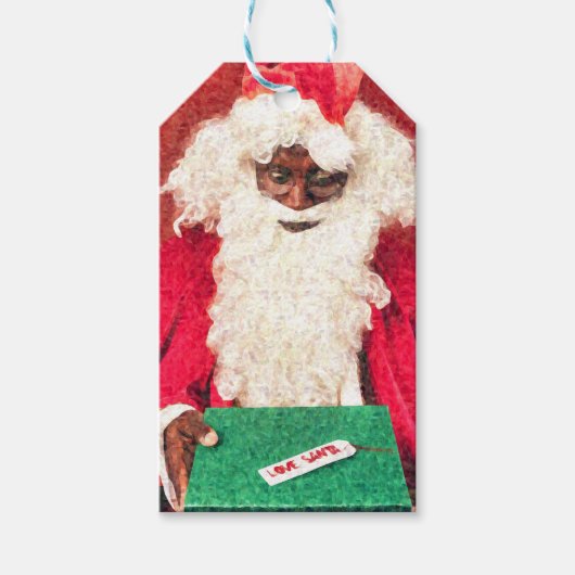 Love Santa Black Santa kerstcadeLabel Cadeaulabel (Voorkant)