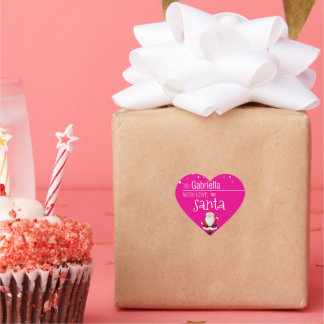 "Love, Santa" Hot Pink Gepersonaliseerd kerstcadea Hart Sticker