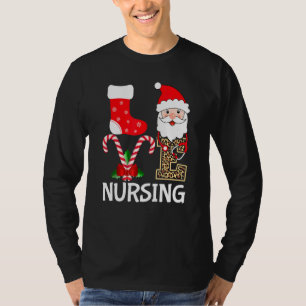 Love Santa Nursing Stethoscoop Leopard Kerstmis R T-shirt