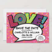 LOVE Save the Date Fun Retro Comic Book Pop Art (Devant)