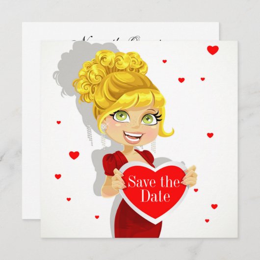 Love Save the Date Uitnodiging (Voorkant / Achterkant)