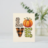 LOVE – Schattigee Pumpkin & Polka Dot Letters Briefkaart (Staand voorkant)