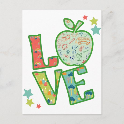 Love School Apple, teruggetrokken naar school Briefkaart (Voorkant)