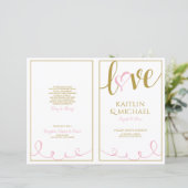 Love Script Coeur Programmes de mariage rose et or (Debout devant)