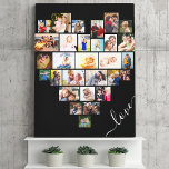 Love Script Heart Formé 29 Photo Collage Enveloppé<br><div class="desc">Créez votre propre toile enveloppée avec 29 de vos photos préférées. Le modèle photo est mis en place pour créer un collage photo en forme de coeur d'amour, affichant vos photos dans un mélange de formats portrait, paysage et instragram carré. Téléchargez vos photos en ligne, de haut en bas. Le...</div>