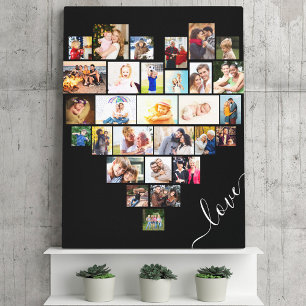 Love Script Heart Shaped 29 Photo Collage Wrapped Canvas Afdruk