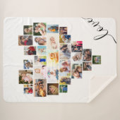 Love Script Heart Shaped Photo Collage Sherpa Deken (Voorkant (horizontaal))