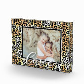 LOVE Script Overlay Leopard Animal Patroon Fotoblokken (Rechts)