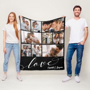 Love Script Photo Collage Fleece Deken