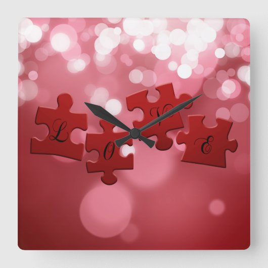 Love Script Puzzle PiElke Vierkante Klok (Voorkant)