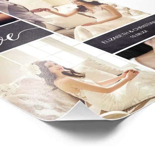 Love Script Rustic Mariage Photo Collage (Coin)