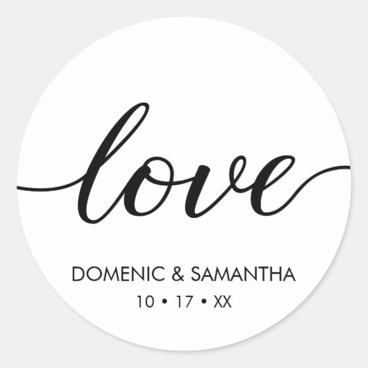 Love Script Siimple chic Wedding Ronde Sticker (Voorkant)