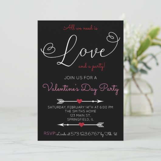 Love Script Valentine's Day Party Invitation (Debout devant)