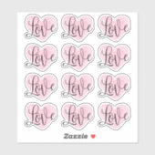 Love Script. Waterverf roze hart Valentijnsdag Sticker (Vel)