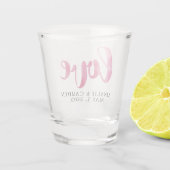 Love Script Weddenschap Favor Shot Glas (Achterkant)