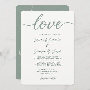 Love Script Weddenschap-typografie Sage Green Kaart