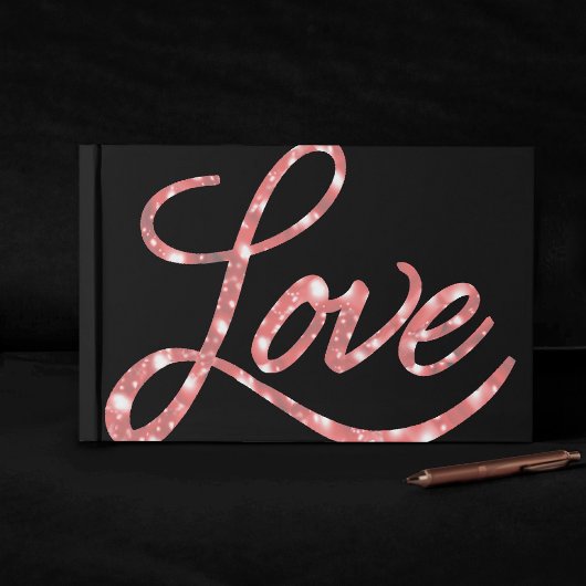 Love Script | Zwart en Roze Glitter Star Sparkle Gastenboek