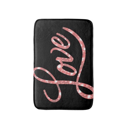 Love Script | Zwart en Roze Glitter Sterren Sparkl Badmat (Voorkant Verticaal)