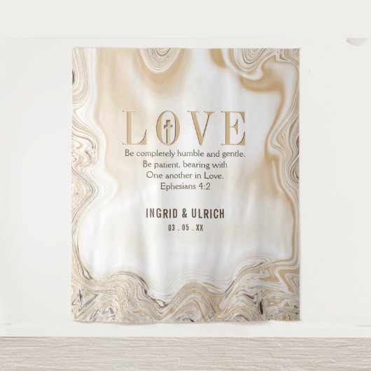 Love Scripting Ephesians 4:2 Wedding Backdrop Wandkleed (Voorkant)