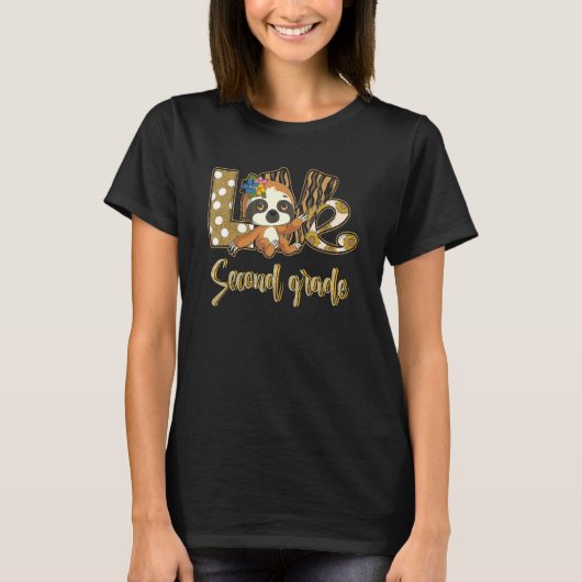 Love Second Grade Sloth 2nd Grade Teacher Back To  T-shirt (Voorkant)