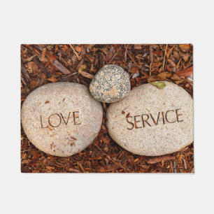 "Love" "Service" Spirituele Religieuze Stone Deurmat