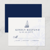 Love Sets Zeilboot Nautische Bruiloft Marine RSVP (Voorkant / Achterkant)