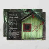 Love Shack Cabin Initialen Heart Wedding Invitatio Kaart (Voorkant / Achterkant)
