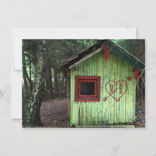 Love Shack Cabine Initiales Heart Faire-part de ma (Dos)