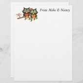 Love Shack Owls Papier à lettres (Devant / Derrière)