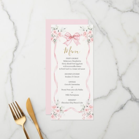 Love Shack Pink floral Menu Card (Devant/Arrière en situation)