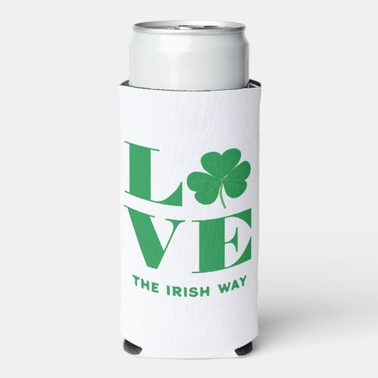 Love Shamrock Clover Irish Custom Text Groen Wit (Seltzer Voorkant)