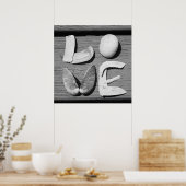 LOVE Shell Poster noir et blanc (Cuisine)