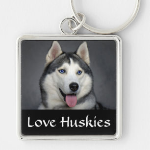 Love Siberian Husky Puppy Dog Portrait Sleutelhang Sleutelhanger