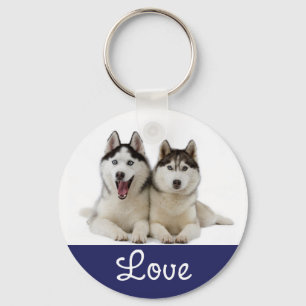 Love Siberian Husky Puppy Dog Portrait Sleutelhang Sleutelhanger