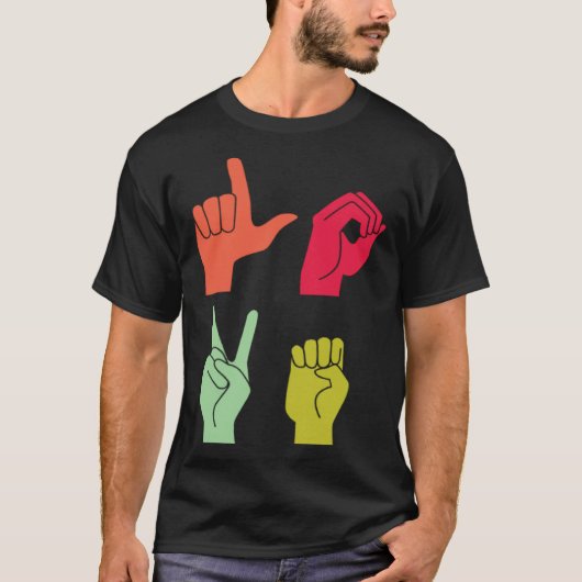 Love Sign ASL Deaf Pride T-shirt (Voorkant)