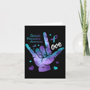Love Sign Blauwgroen & Paarse Ribbon Suicide P Kaart