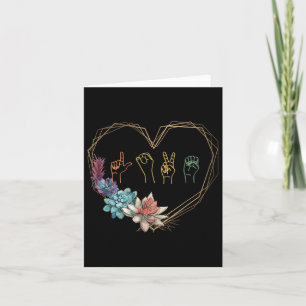 Love Sign Language Floral Heart Asl Valentijnsdag Kaart