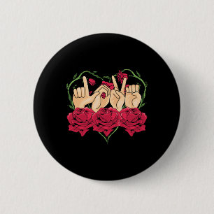 Love Sign Language Roos Heart ASL Awareness Deaf P Ronde Button 5,7 Cm
