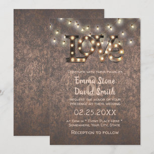 Love Sign String Lights Copper Industrial Weddensc Kaart