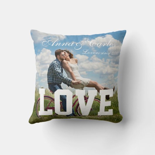 Love Simple Couple Photo Add Name Text and Message Kussen (Achterkant)