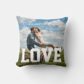 Love Simple Couple Photo Add Name Text and Message Kussen (Voorkant)