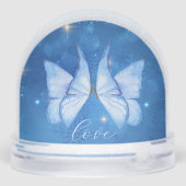 Love Simple Modern Script 2 Photo Snow Globe (Arrière)