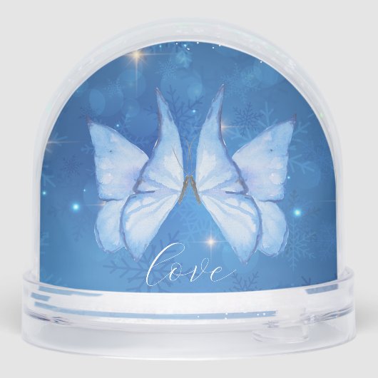 Love Simple Modern Script 2 Photo Snow Globe (Arrière)