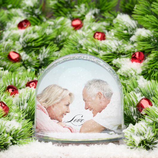 Love Simple Modern Script 2 Photo Snow Globe (Noël)