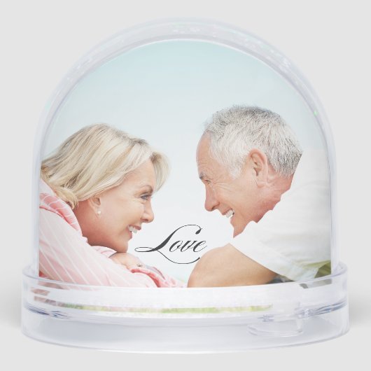 Love Simple Modern Script 2 Photo Snow Globe (Arrière)