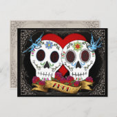 Love Skulls Save the Date Briefkaart (Voorkant / Achterkant)