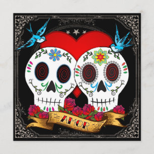 Love Skulls Square Invitation Kaart