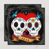 Love Skulls Square uitnodiging (Voorkant / Achterkant)
