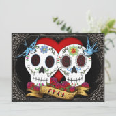 Love Skulls uitnodiging (Staand voorkant)