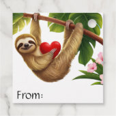 Love Sloth Holding Heart Hanging in Tree Valentijn Bedankjes Labels (Achterkant)